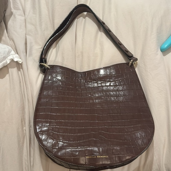 Chocolate Caroline Twisted Ring Leather Hobo Bag